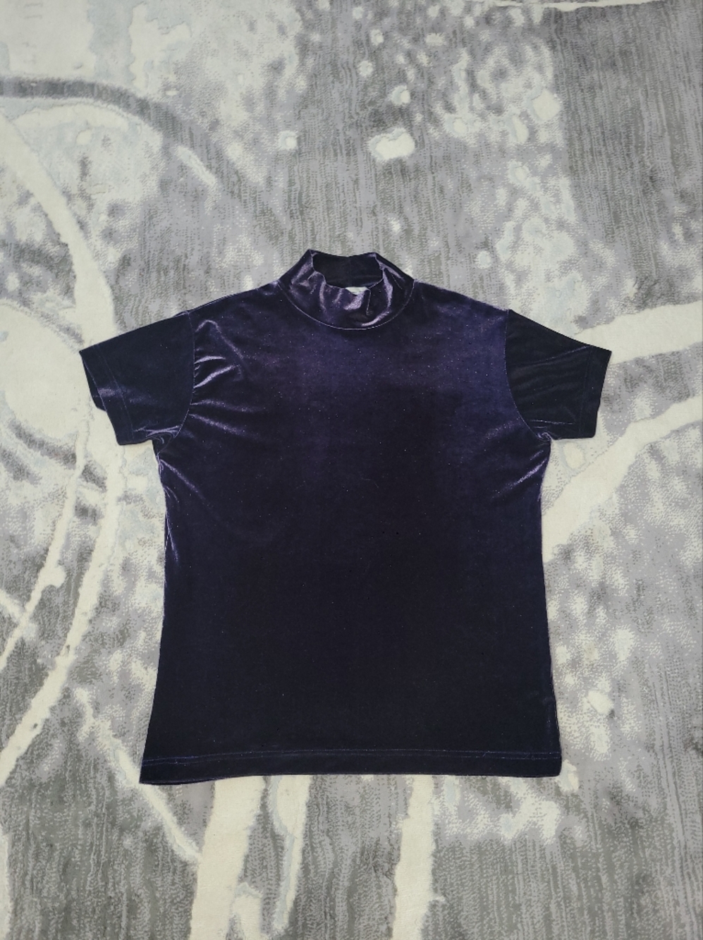 Principles Women's Velvet Short Sleeve Mock Neck Shirt - Purple